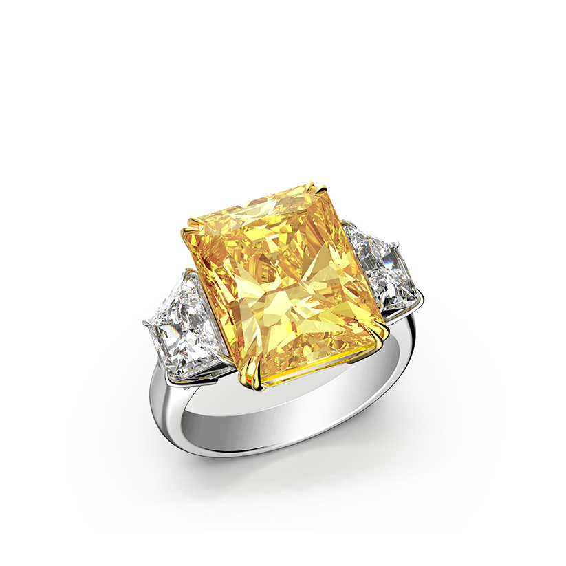 Weißgold Ring mit rechteckigem Diamanten