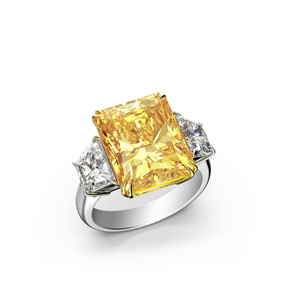 Weißgold Ring mit rechteckigem Diamanten