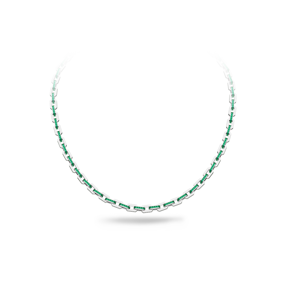 Platinum Necklace(Colorless and Emerald)