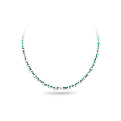 Platinum Necklace(Colorless and Emerald)