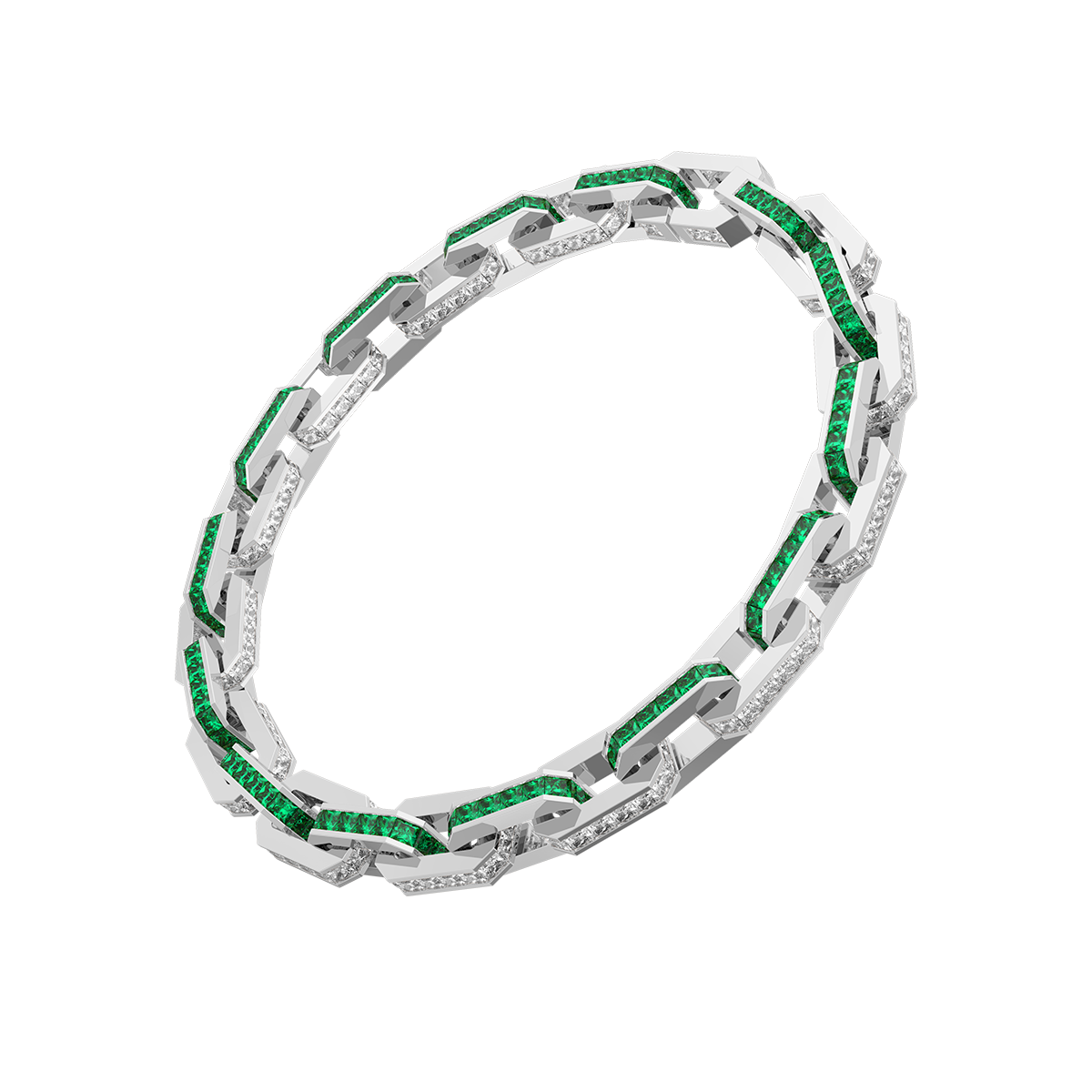 Platinum Bracelet(Colorless and Emerald)