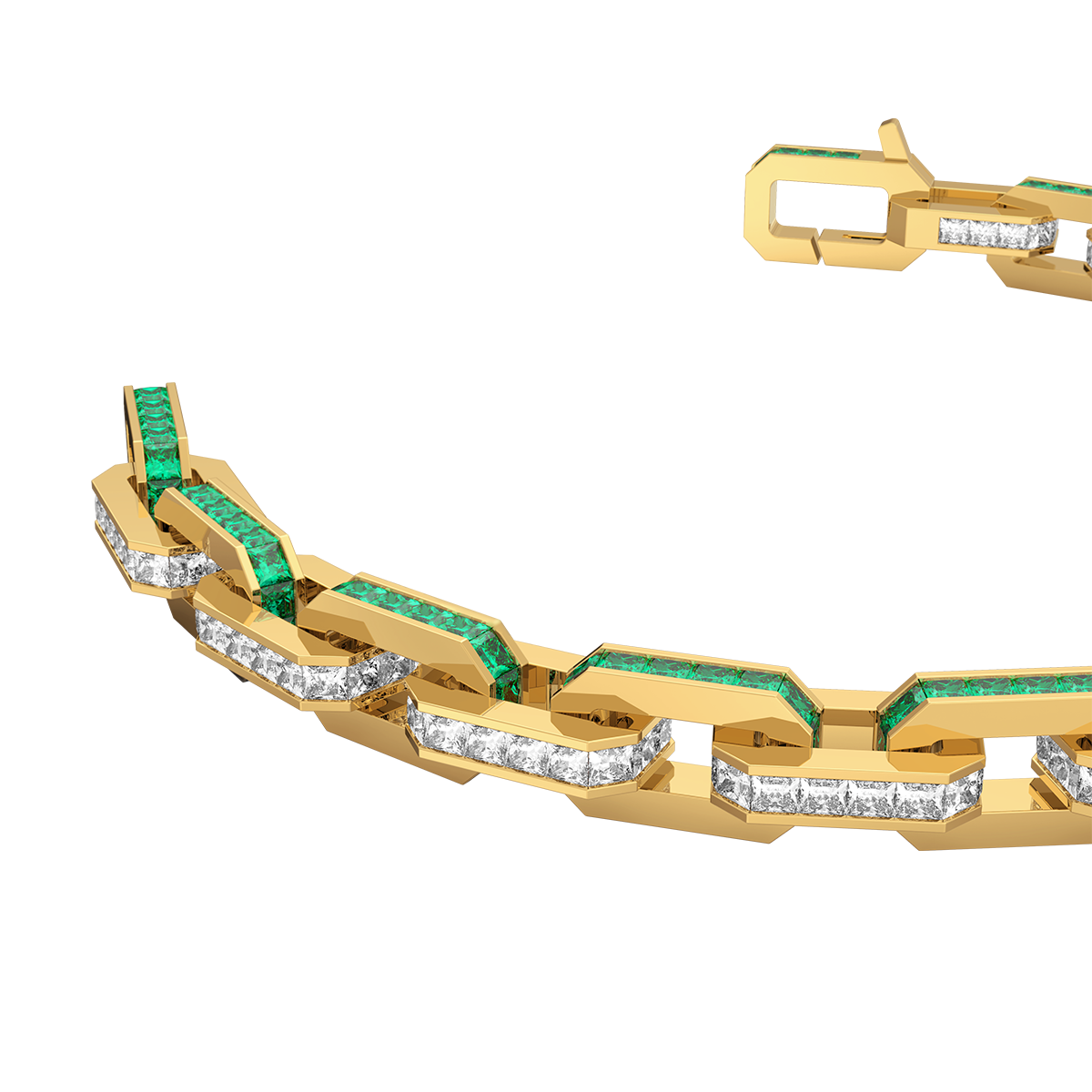 Goldarmband (farblos und Smaragd)