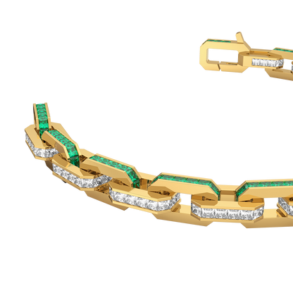 Gold Bracelet(Colorless and Emerald)