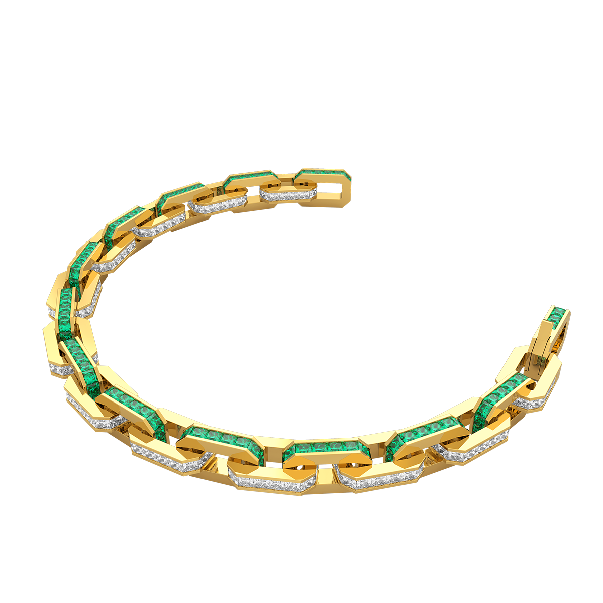 Gold Bracelet(Colorless and Emerald)