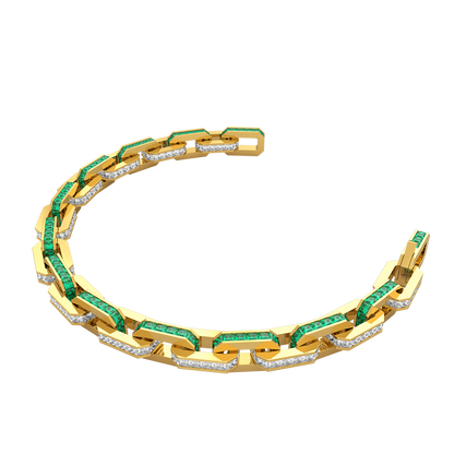 Gold Bracelet(Colorless and Emerald)