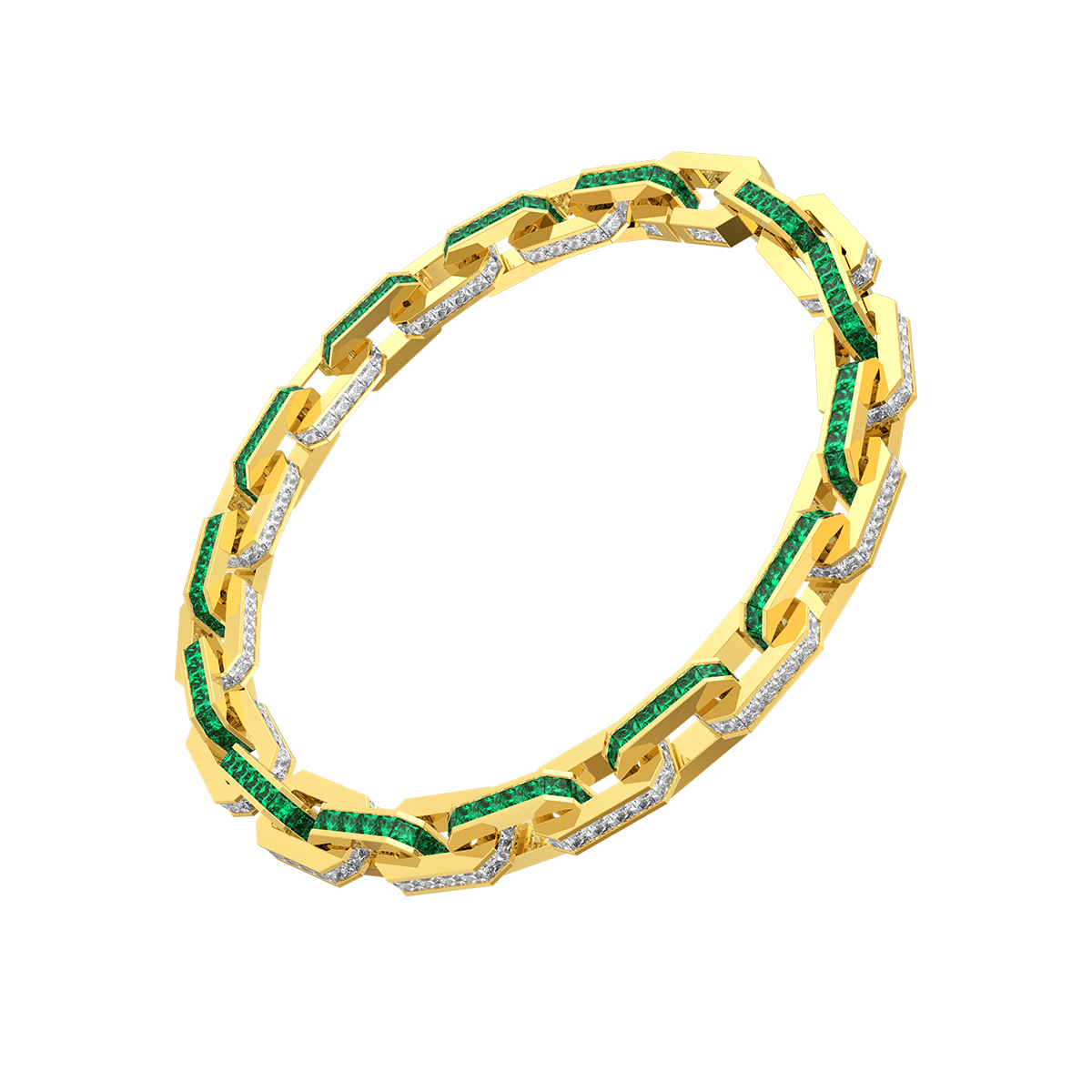 Gold Bracelet(Colorless and Emerald)