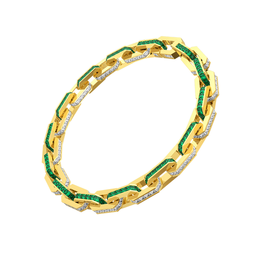 Gold Bracelet(Colorless and Emerald)