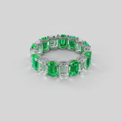 White Gold Emerald and Diamond Ring