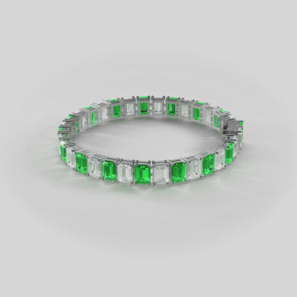 White Gold Emerald and Diamond Bracelet