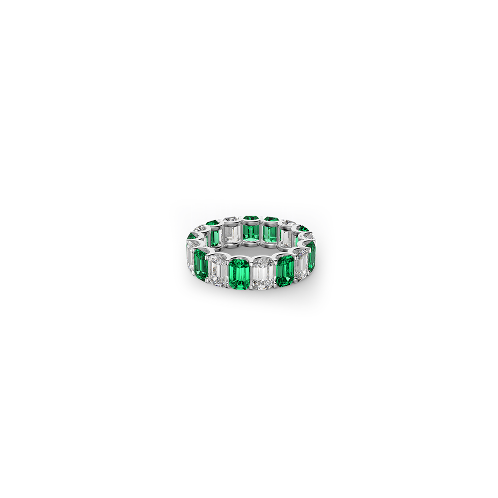 White Gold Emerald and Diamond Ring