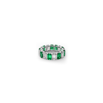 White Gold Emerald and Diamond Ring