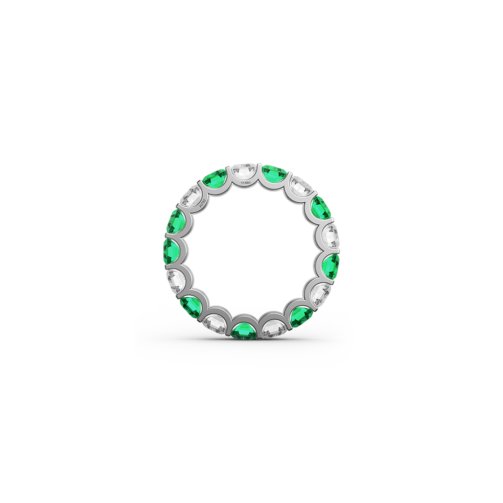 White Gold Emerald and Diamond Ring